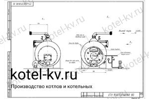 Чертеж парогенератора 1000 кг на твердом топливе 115 °С
